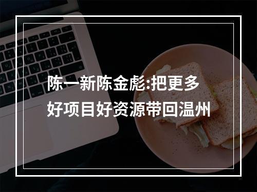 陈一新陈金彪:把更多好项目好资源带回温州