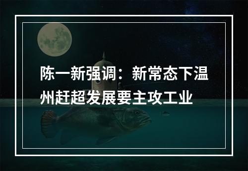 陈一新强调：新常态下温州赶超发展要主攻工业