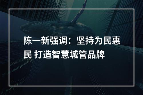陈一新强调：坚持为民惠民 打造智慧城管品牌