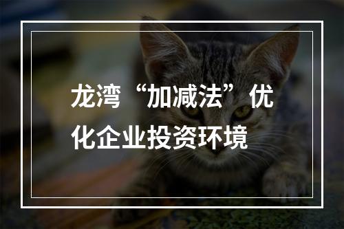 龙湾“加减法”优化企业投资环境