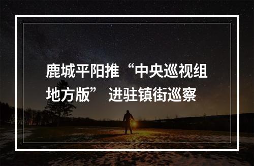 鹿城平阳推“中央巡视组地方版” 进驻镇街巡察
