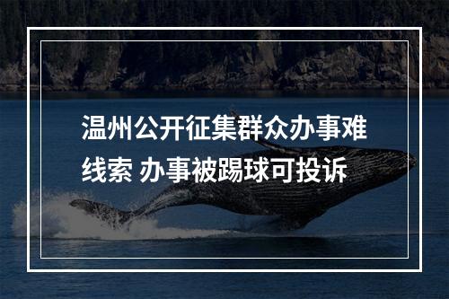 温州公开征集群众办事难线索 办事被踢球可投诉