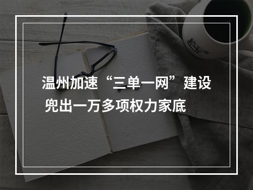 温州加速“三单一网”建设 兜出一万多项权力家底