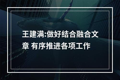 王建满:做好结合融合文章 有序推进各项工作