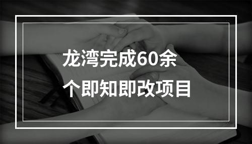 龙湾完成60余个即知即改项目