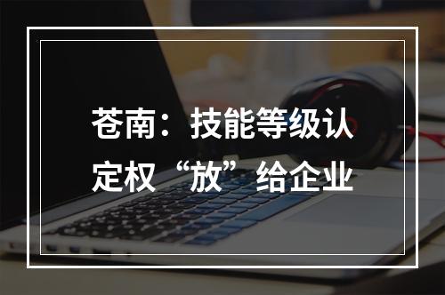 苍南：技能等级认定权“放”给企业