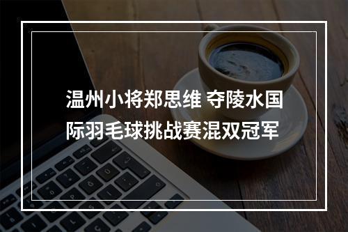 温州小将郑思维 夺陵水国际羽毛球挑战赛混双冠军