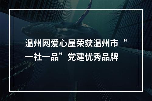 温州网爱心屋荣获温州市“一社一品”党建优秀品牌