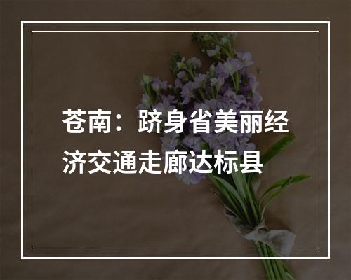 苍南：跻身省美丽经济交通走廊达标县