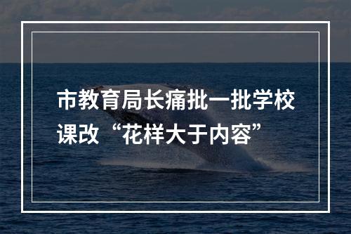 市教育局长痛批一批学校课改“花样大于内容”