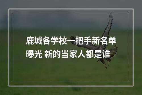 鹿城各学校一把手新名单曝光 新的当家人都是谁