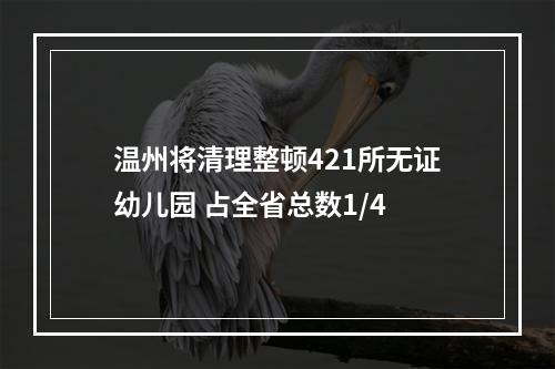温州将清理整顿421所无证幼儿园 占全省总数1/4
