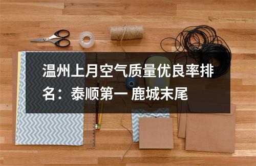 温州上月空气质量优良率排名：泰顺第一 鹿城末尾