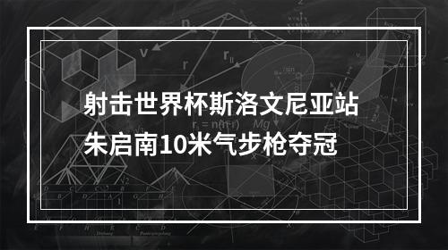 射击世界杯斯洛文尼亚站 朱启南10米气步枪夺冠