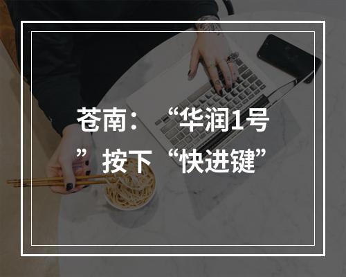 苍南：“华润1号”按下“快进键”