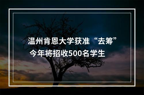 温州肯恩大学获准“去筹” 今年将招收500名学生