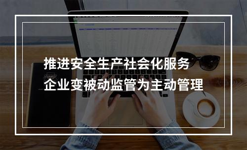 推进安全生产社会化服务 企业变被动监管为主动管理