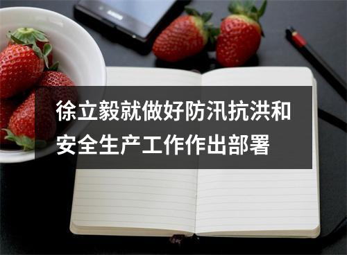 徐立毅就做好防汛抗洪和安全生产工作作出部署