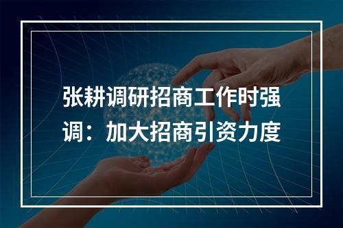 张耕调研招商工作时强调：加大招商引资力度