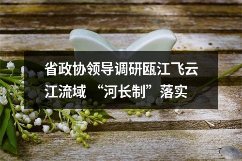 省政协领导调研瓯江飞云江流域 “河长制”落实