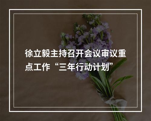 徐立毅主持召开会议审议重点工作“三年行动计划”