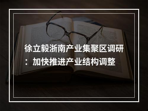 徐立毅浙南产业集聚区调研：加快推进产业结构调整