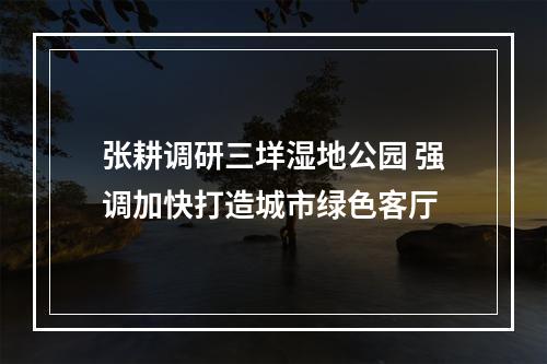 张耕调研三垟湿地公园 强调加快打造城市绿色客厅