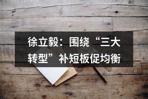 徐立毅：围绕“三大转型”补短板促均衡