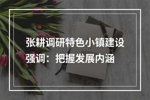 张耕调研特色小镇建设强调：把握发展内涵
