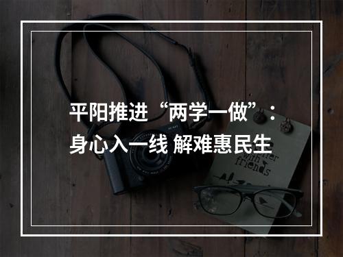 平阳推进“两学一做”：身心入一线 解难惠民生