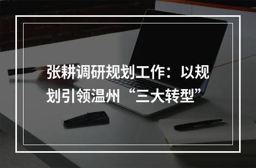 张耕调研规划工作：以规划引领温州“三大转型”