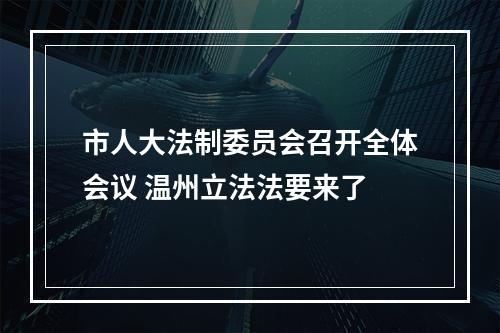 市人大法制委员会召开全体会议 温州立法法要来了