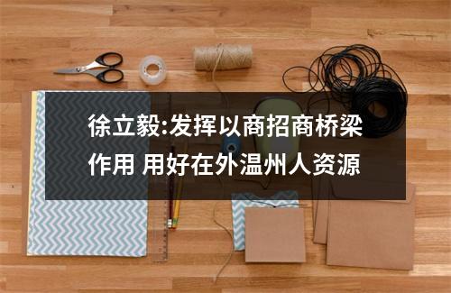 徐立毅:发挥以商招商桥梁作用 用好在外温州人资源