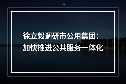 徐立毅调研市公用集团：加快推进公共服务一体化