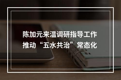 陈加元来温调研指导工作 推动“五水共治”常态化