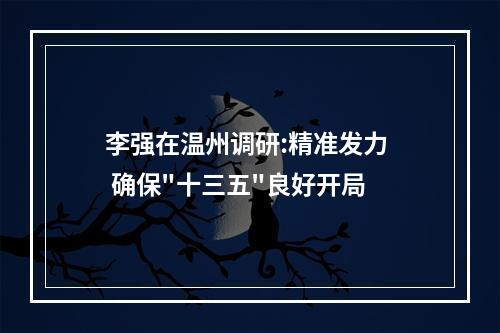 李强在温州调研:精准发力  确保