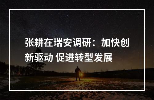 张耕在瑞安调研：加快创新驱动 促进转型发展