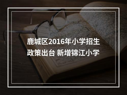 鹿城区2016年小学招生政策出台 新增锦江小学