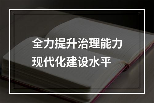 全力提升治理能力现代化建设水平