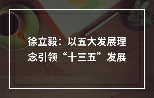 徐立毅：以五大发展理念引领“十三五”发展