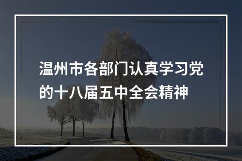 温州市各部门认真学习党的十八届五中全会精神