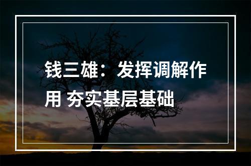 钱三雄：发挥调解作用 夯实基层基础