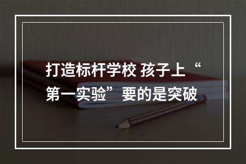 打造标杆学校 孩子上“第一实验”要的是突破