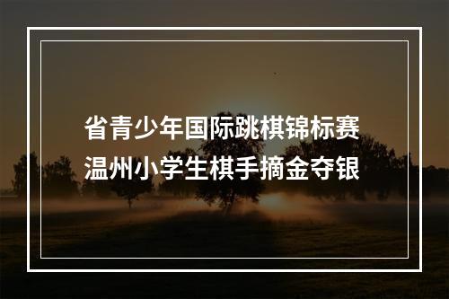 省青少年国际跳棋锦标赛 温州小学生棋手摘金夺银