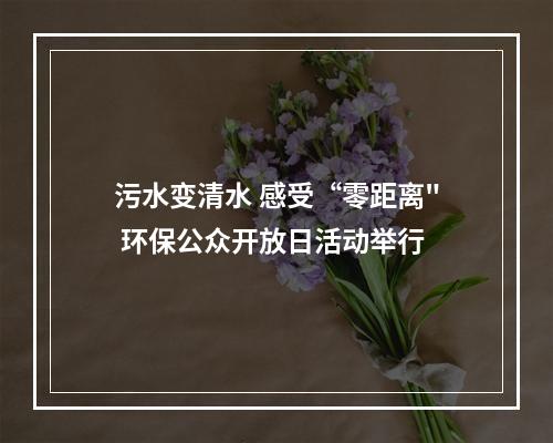 污水变清水 感受“零距离