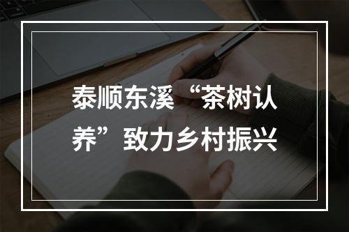 泰顺东溪“茶树认养”致力乡村振兴