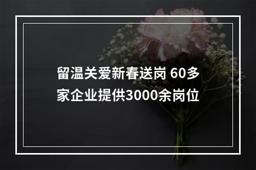 留温关爱新春送岗 60多家企业提供3000余岗位