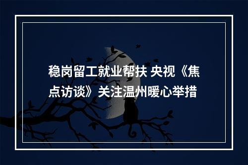 稳岗留工就业帮扶 央视《焦点访谈》关注温州暖心举措