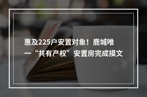 惠及225户安置对象！鹿城唯一“共有产权”安置房完成摸文