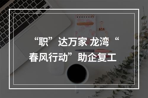 “职”达万家 龙湾“春风行动”助企复工